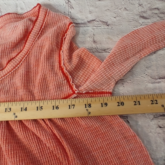 We The Free Kai Babydoll Red Henley Large Boho Waffle Tunic - Picture 11 of 13